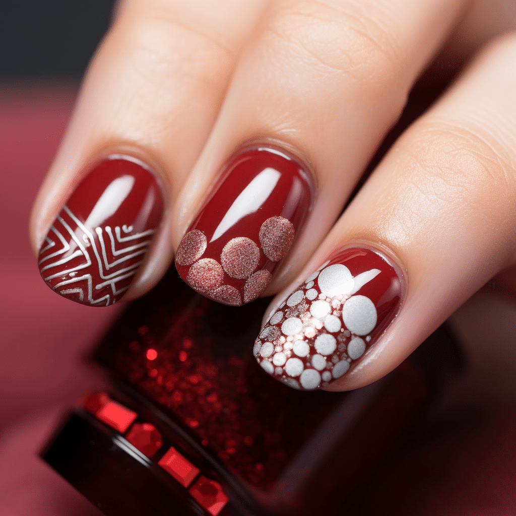 Red, Black and White Geometrical Nail Art. Hand Painted Abstract Nail Art  Press on Nails. Different Shapes and Lengths Available. - Etsy